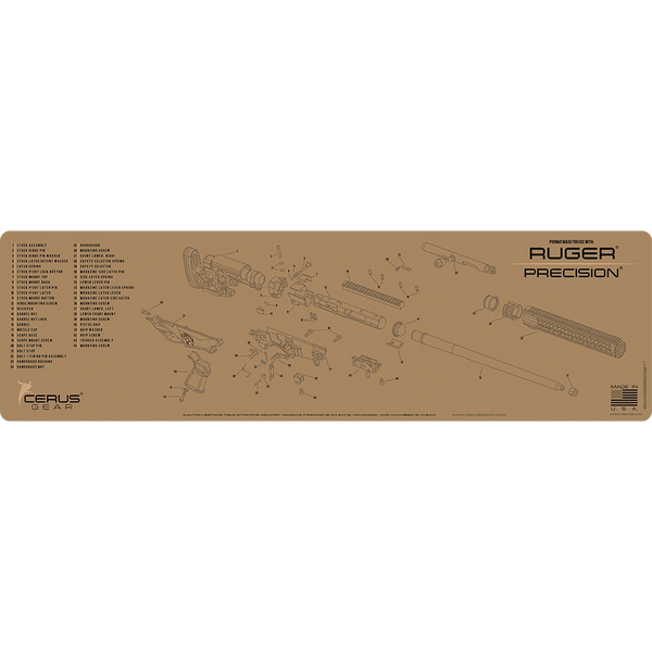 RUGER PRECISION SCHEMATIC - Gun Cleaning Mat for Bolt Action Rifle - 48" long