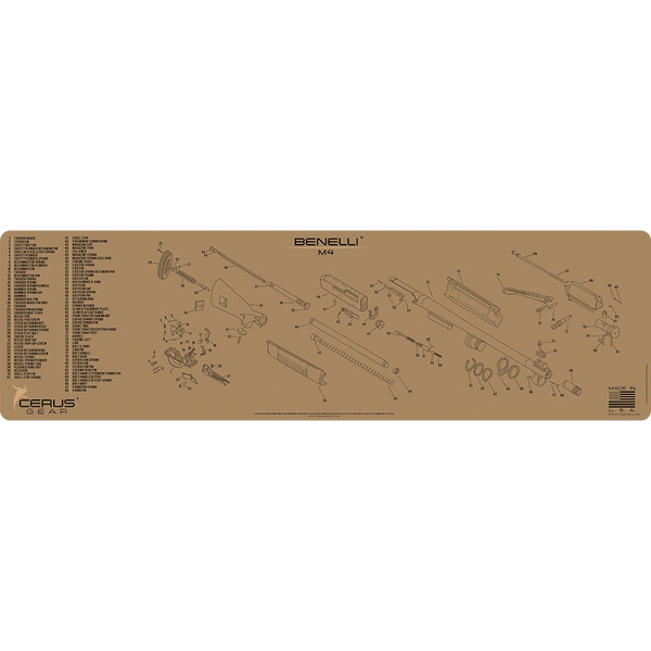 BENELLI M4 Semi Automatic 12 Gauge Shotgun Schematic Diagram on Armourer's Cleaning Mat