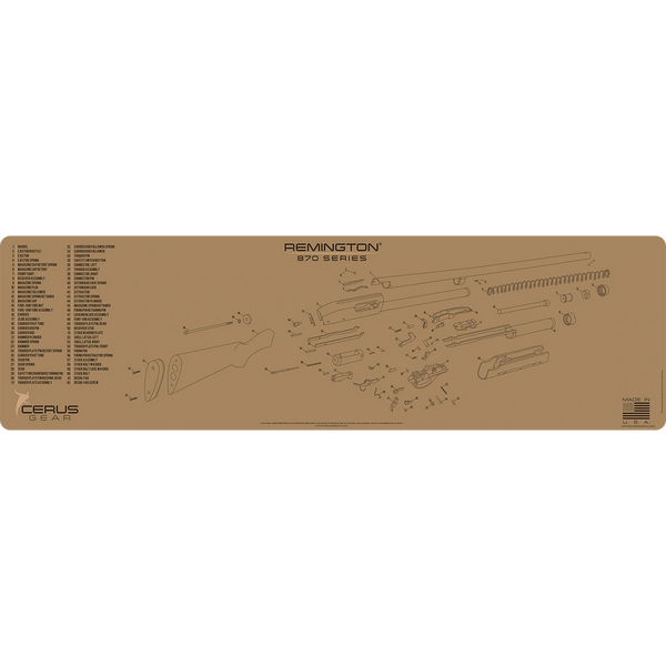 REMINGTON 870 SERIES SCHEMATIC ProMat GunMat Non Slip Cleaning Bench Mat by Cerus Gear