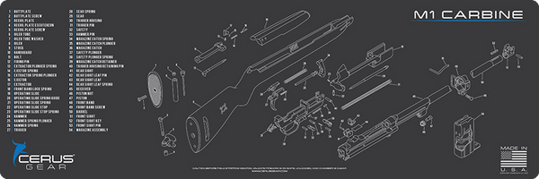 M1 CARBINE SCHEMATIC Cerus Gear GunMat Non Slip Cleaning Bench Mat