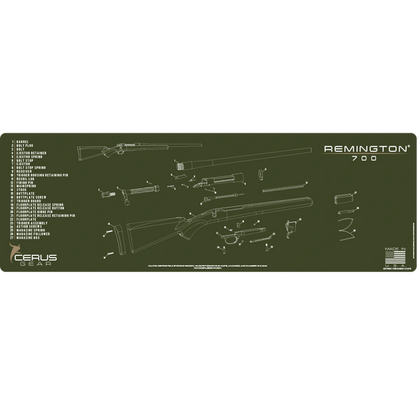 REMINGTON 700 SCHEMATIC Cerus Gear GunMat Non Slip Cleaning Bench Mat