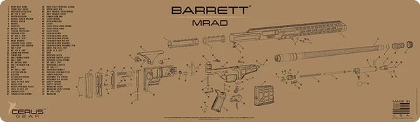 BARRETT MRAD SCHEMATIC MAGNUM GUN MAT - Heavy Duty Cleaning and Disassembly Armourers Bench Mat by Cerus Gear USA - ProMat