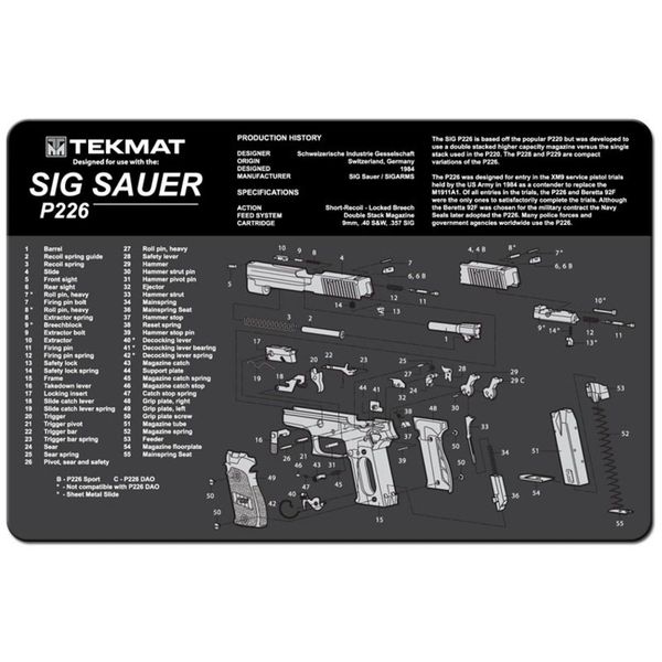 SIG SAUER P226 9mm PISTOL TEKMAT - Armourers Assembly Disassembly Diagrams - A great mouse mat too !