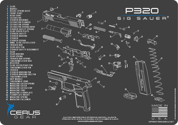 SIG SAUER ® P320 9mm Pistol SCHEMATIC PROMAT by CERUS GEAR