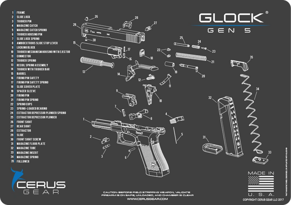 GLOCK ® GEN 5 PISTOL SCHEMATIC PROMAT by CERUS GEAR