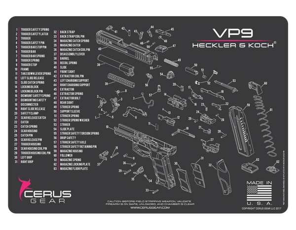 HECKLER & KOCH H&K ® HK VP9 PISTOL SCHEMATIC PROMAT by CERUS GEAR