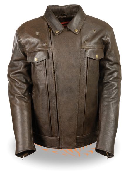 Milwaukee Leather MLM1522 Men's ‘Vented’ Retro Brown Leather Motorcycle ...