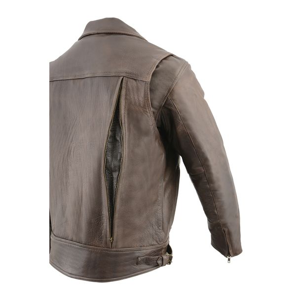 Milwaukee Leather MLM1522 Men's ‘Vented’ Retro Brown Leather Motorcycle ...