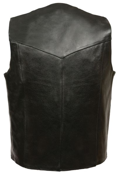 Men's Promo Leather Snap Front Plain Side Vest - EL5310 | Leather Xtreme