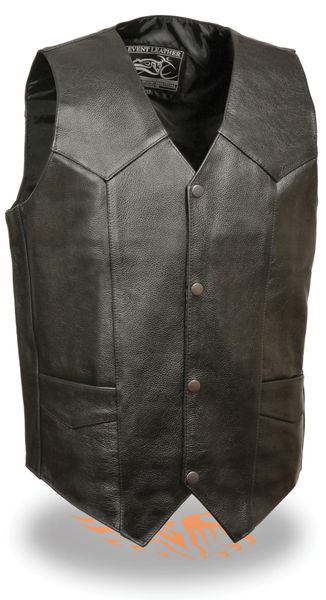 Men's Extra Lightweight Leather Snap Front Plain Side Vest EL1310GO ...