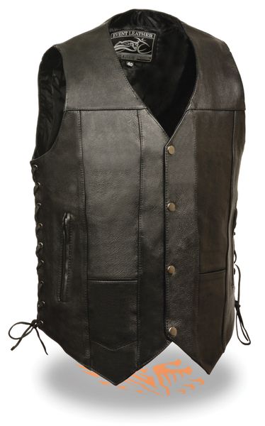 Men's Promo Leather 10 Pocket Vest w/ Side Lace - EL5391 | Leather Xtreme
