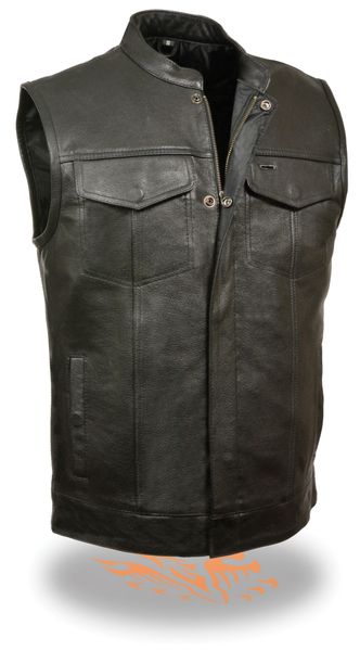 Leather vest with outlet zipper