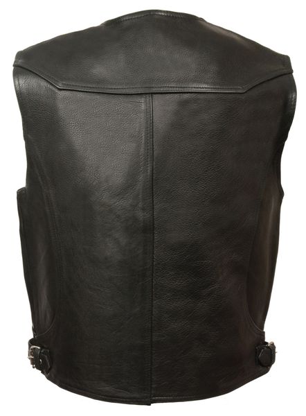 Men's Deep Pocket Leather Vest w/ Side Buckles ML1927 | Leather Xtreme