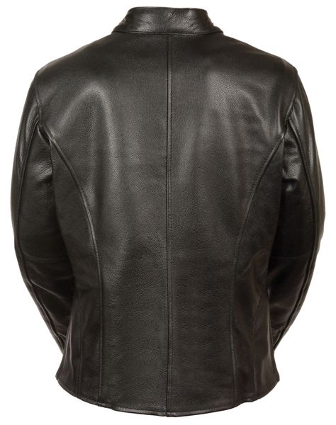 Ladies Classic Mandarin Collar Scooter Jacket LKL2720 | Leather Xtreme