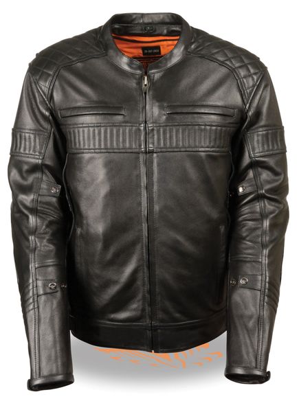 Men's Quilted Pattern Triple Vent Scooter Jacket MLM1545 | Leather Xtreme