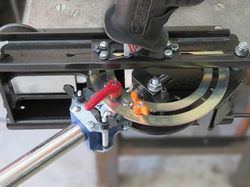 Angle-Rite® Miter Notcher shown with tube in place for notching.