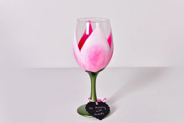S/4 Roses Wine Glass Includes 4 Designs