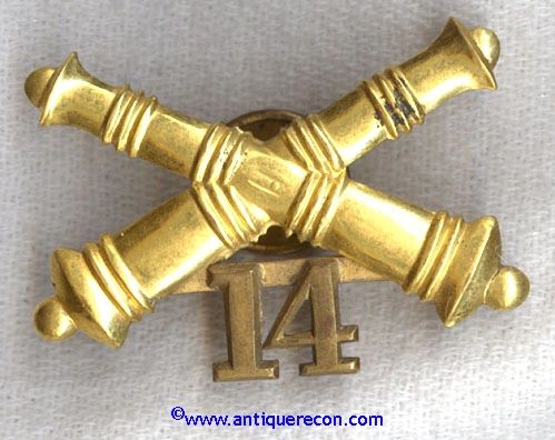US ARMY 14th FIELD ARTILLERY CAP BADGE - 1901-1905 PATTERN