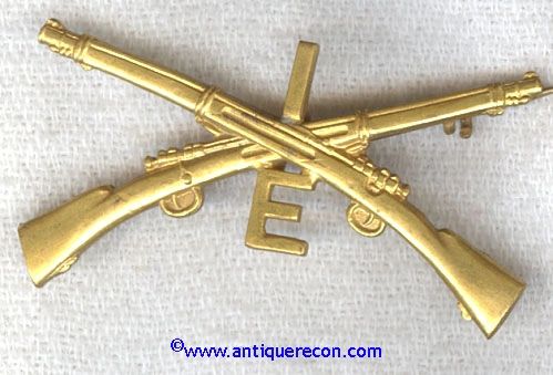 US ARMY 1st INFANTRY COMPANY E COLLAR INSIGNIA 1905-17 PATTERN