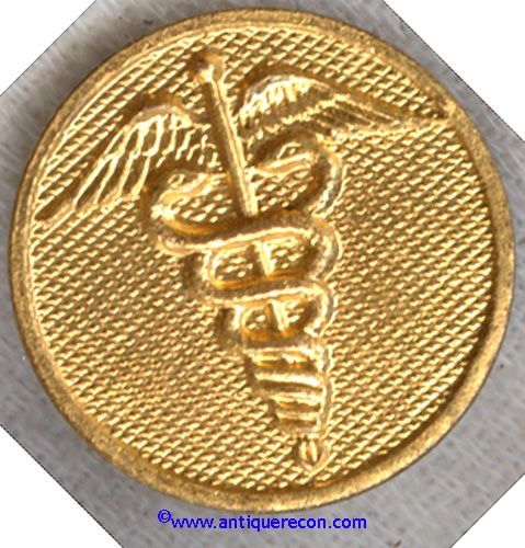 US ARMY MEDICAL CORPS ENLISTED COLLAR DISK - 1930's GILT