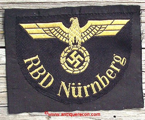 WW II GERMANY RDB NURNBERG STATE RAILWAY ARM PATCH