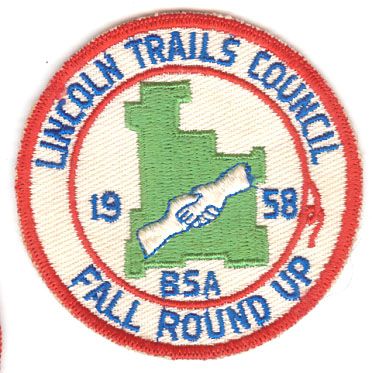 BOY SCOUTS LINCOLN TRAILS COUNCIL FALL ROUND UP 1958 PATCH