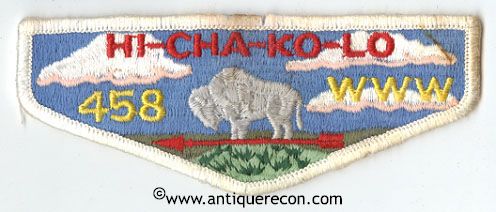 BSA ORDER OF THE ARROW HI-CHA-KO-LO LODGE 458 FLAP