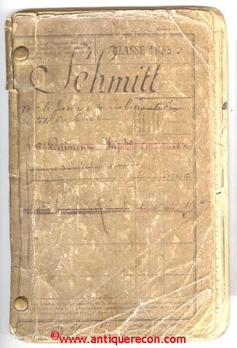 1883-98 FRENCH SERVICE RECORD - INFANTRYMAN - SCHMITT