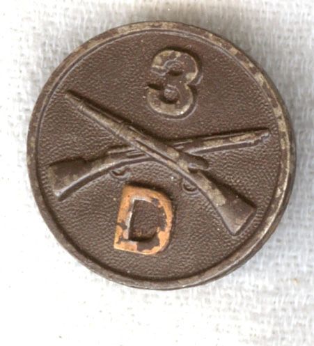 WW I US ARMY 3rd INFANTRY COMPANY D COLLAR DISK