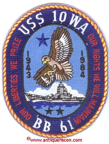 USS IOWA BB-61 COMMEMORATIVE PATCH