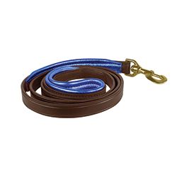 1" x 5 foot HAVANA BROWN Padded Leather Dog Leash in METALLIC Padding Colors