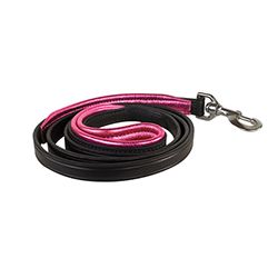 1/2" x 5 foot Skinny BLACK Padded Leather Dog Leash in FIVE METALLIC Padding Colors