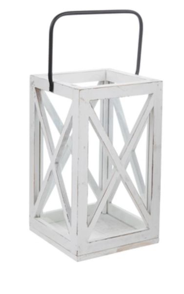 Gray Distressed Square Metal Mini Lantern