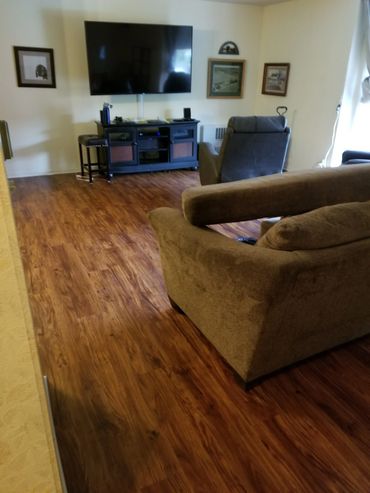 Luxury vinyl plank flooring in Park Ridge family room.