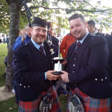 Dr. Andrew Bova and I after winning the World Pipe Band Championships in 2015.