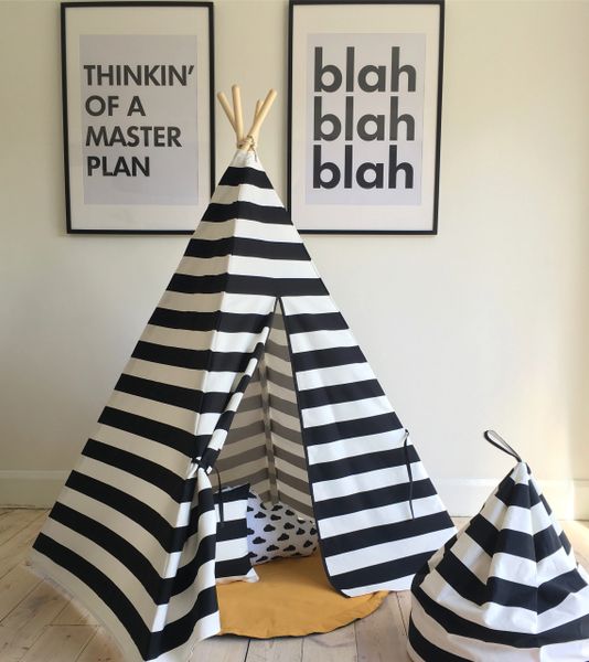 Black and 2024 white striped teepee