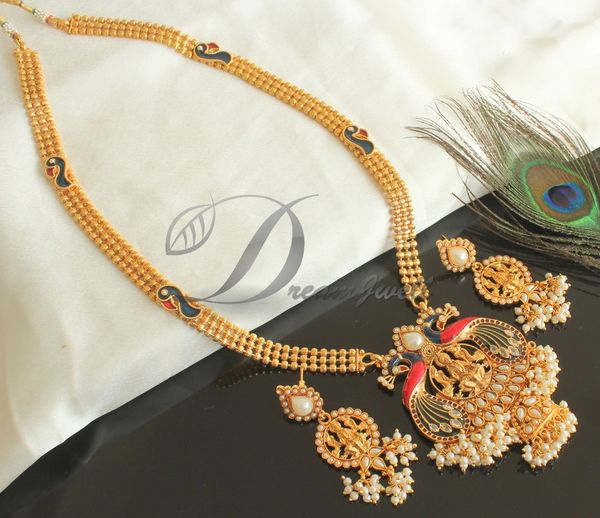 BEAUTIFUL ANTIQUE PEARL LAKSHMI DESIGNER HAAR SET DJ29686 | Temple ...