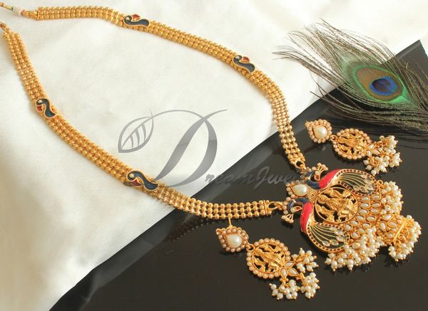 BEAUTIFUL ANTIQUE PEARL LAKSHMI DESIGNER HAAR SET DJ29686 | Temple ...