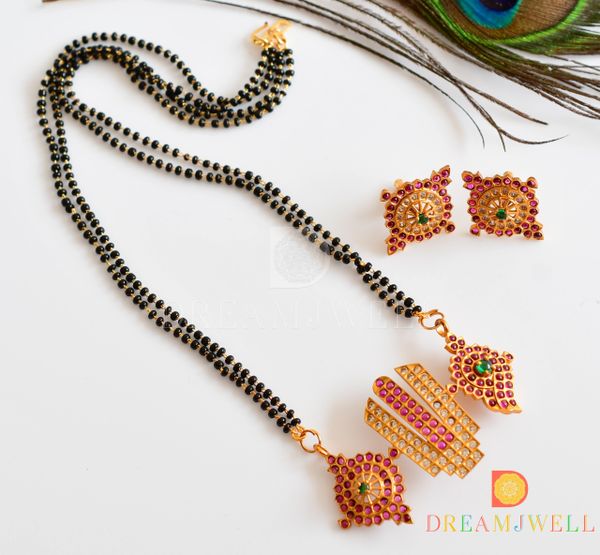 BEAUTIFUL MATT FINISH KEMP-GREEN NAAM-CHAKRA-SHANKU MANGALSUTRA SET ...