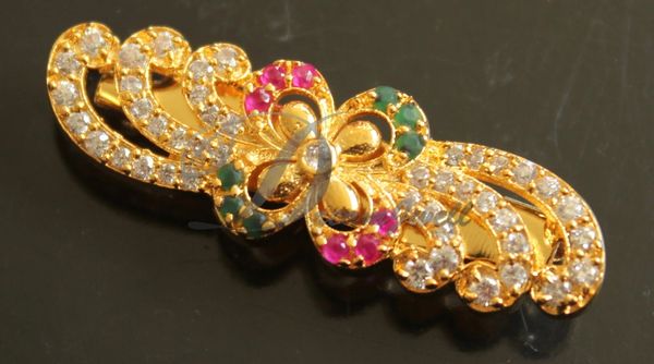 Beautiful Gold Plated Multi Color Designer Saree Pin Dj19056