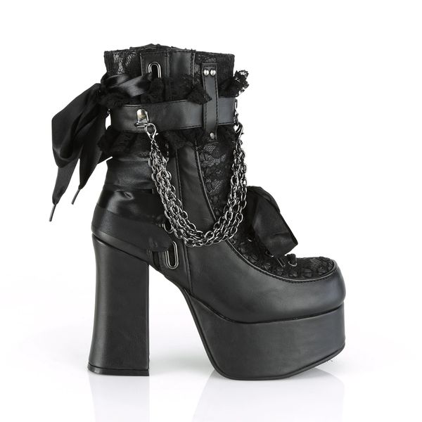 Demonia Charade-110 Black Vegan Leather Black Lace | Kryonik Design