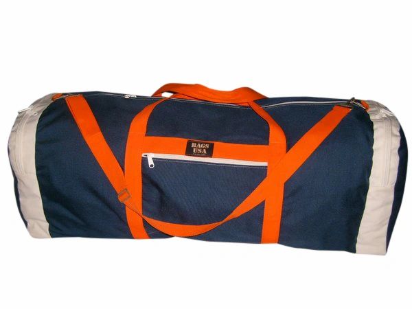 Extra Large Duffle With Straight Opening And Two End Compartment Made In USA.