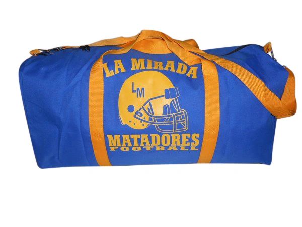 Extra Large Football Travel Gear Bag With LA MIRADA MATADORS Or Fountain Valley BARONS Logo Made In USA.