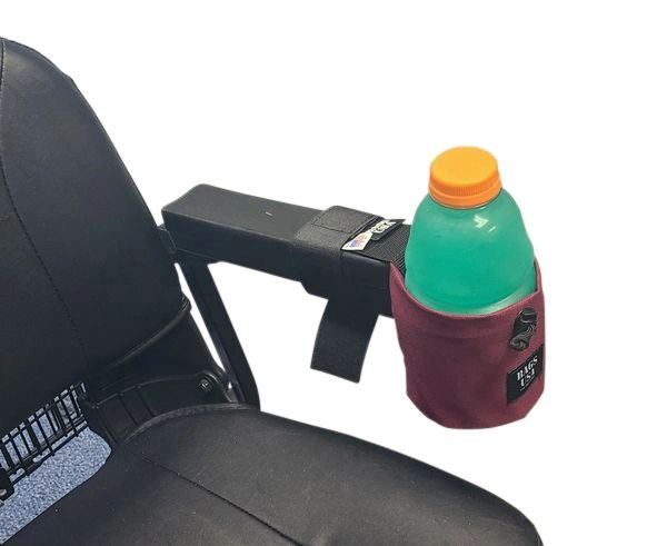 Cup Holder Front Mount For Electric Wheelchair Or Mobility Scooter Or Office Chair Made in USA.