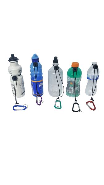 Water Bottle Holder 1 Size Fits All, Bailey Wide mouth /Standard Adjustable Pull-Tite Cord Lock With Carabineer And key-Ring Made In USA.