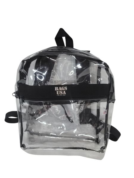 Transparent Backpack, Medium. Clear Security Backpack with Front Pocket Made In USA.
