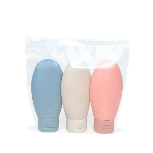 3 Travel Bottles For Toiletries Refillable Leak Proof Squeezable With Clear Toiletries Bag.