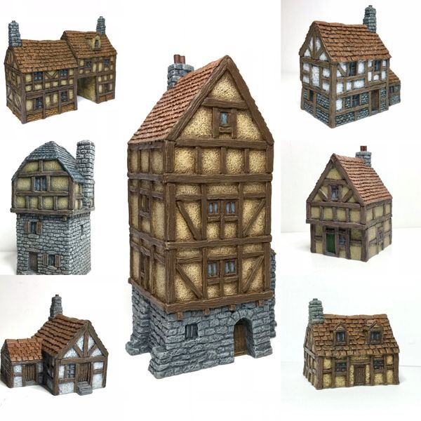 (10mm) READY PAINTED 7 - Piece Timber Framed Buildings Set (U.K. CUSTOMERS ONLY)