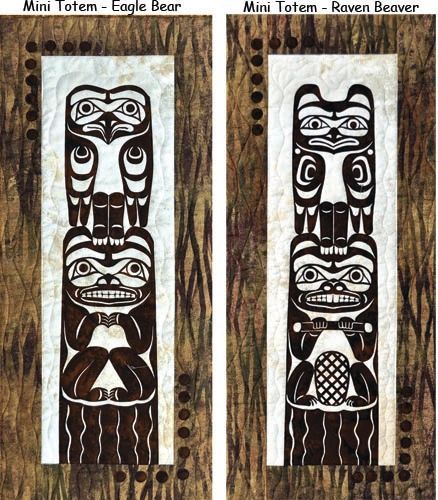 Totem, 2 Wallhangings included in Pattern, Raven Beaver and Eagle Bear