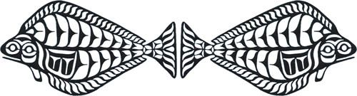 Halibut Pair Laser Cut Appliqué, Black Batik, Two at 18" x 9"